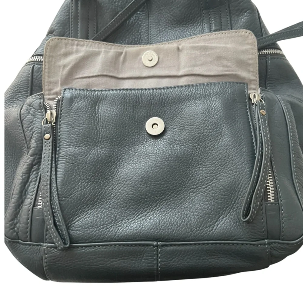 THE DAY & MOOD HANNAH BAG leather Anthropologie dual Handle removable strap Grey